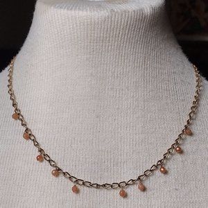 Gold-Tone Necklace with Salmon Beads